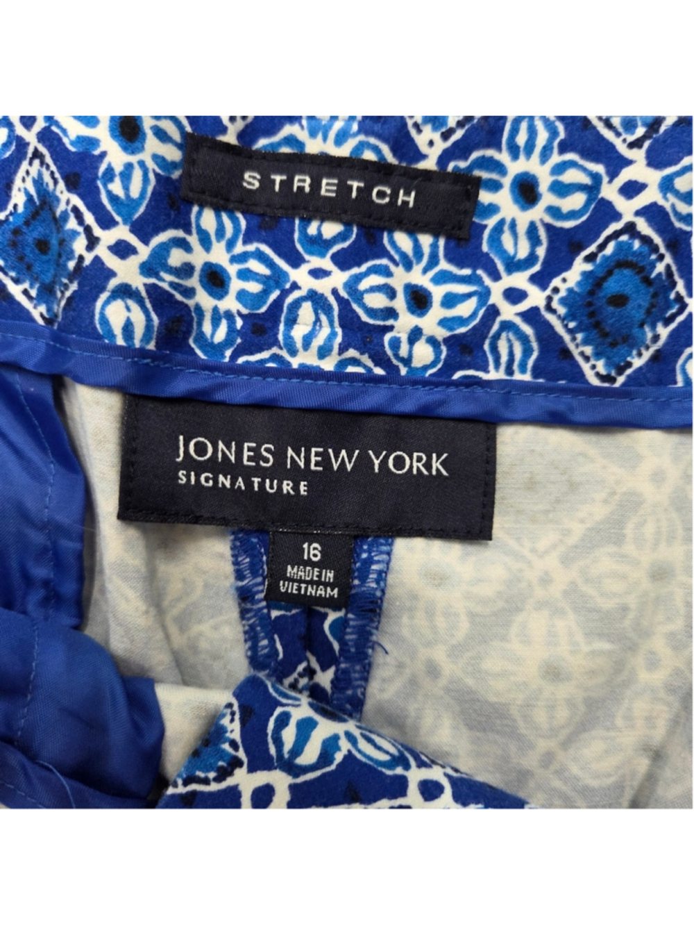 Jones New York Blue Patterned Summertime Capris Activewear Loungewear Size 16 - Picture 2 of 3